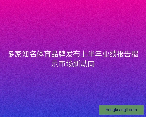 多家知名体育品牌发布上半年业绩报告揭示市场新动向